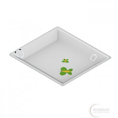 THG CAPUCINE VERT DECOR PLATINE Поднос керамический 122х110 мм., настольный, small size, декор платина/зеленый, цвет: белый 405441