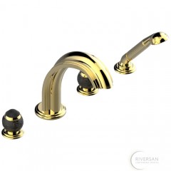 THG Panthere Cristal noir Смеситель для ванны с высоким изливом, цвет: золото/черный хрусталь 075102