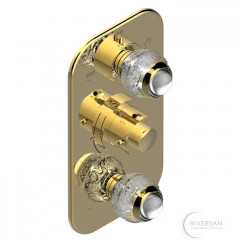 THG Panthere Cristal clair Смеситель для душа, термостатический, с переключателем на 2 потока и запорным вентилем, цвет: золото/прозрачный хрусталь 401353