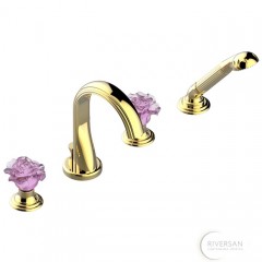 THG Rose Смеситель для ванны, на 4 отв., с ручным душем, цвет: золото/розовый 392785