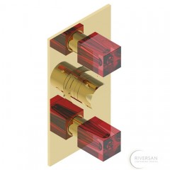 THG Beyond Crystal rouge Смеситель для душа, встраиваемый, термостат, 2 клапана, цвет: золото/красный хрусталь 395017