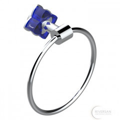 THG Pétale de cristal bleu Полотенцедержатель - кольцо 18см., подвесной, цвет: хром/синий хрусталь 404744