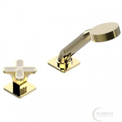 THG Profil cristal clair Ручной душ на борт ванны, на 2 отв., цвет: золото/прозрачный хрусталь 075217